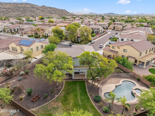 aerial view with a residential view and a mountain view