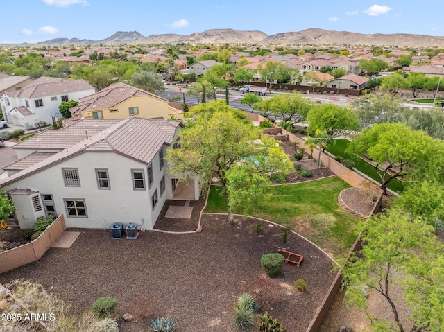 aerial view with a residential view and a mountain view