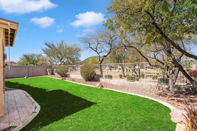 view of yard with a fenced backyard