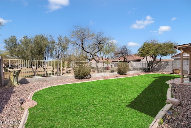 view of yard featuring a fenced backyard