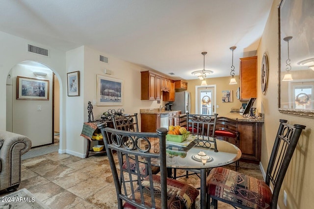 dining area with sink