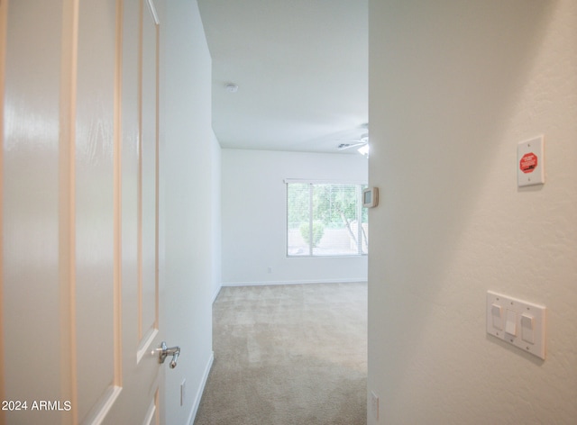 hallway with light carpet