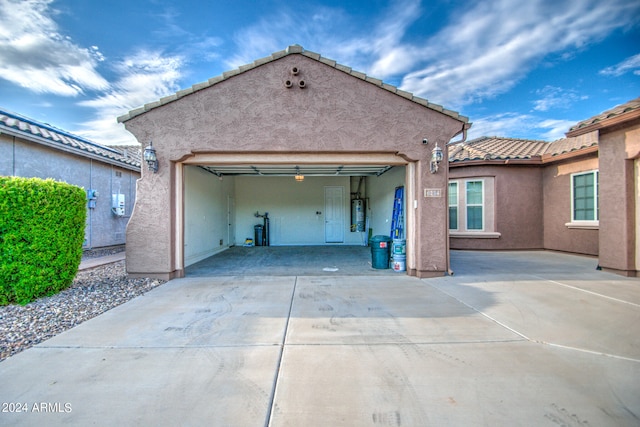 exterior space with a garage