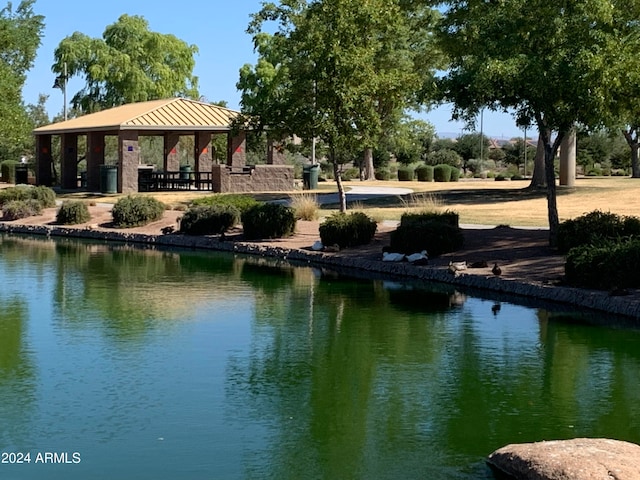 water view with a gazebo