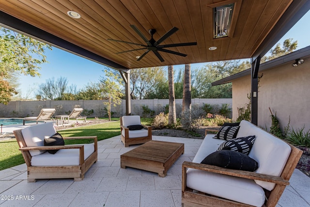 view of patio with ceiling fan