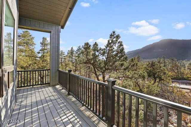 deck featuring a mountain view