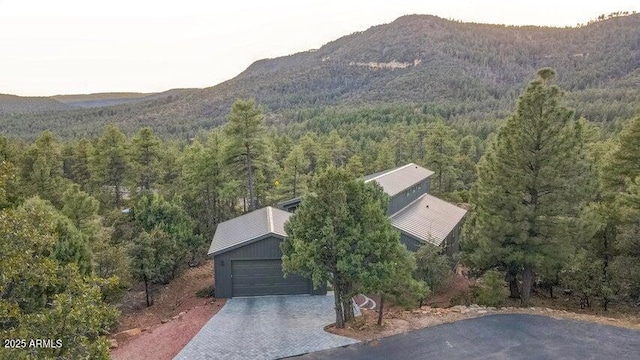 aerial view with a mountain view