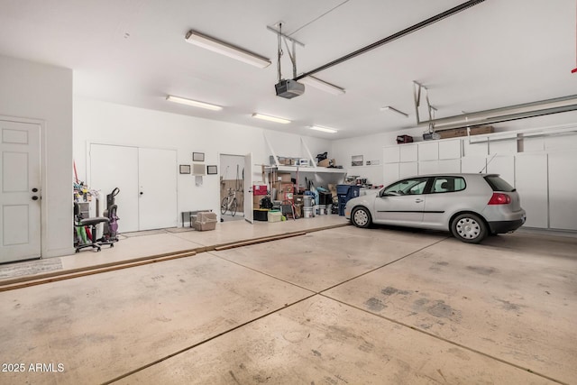 garage with a garage door opener