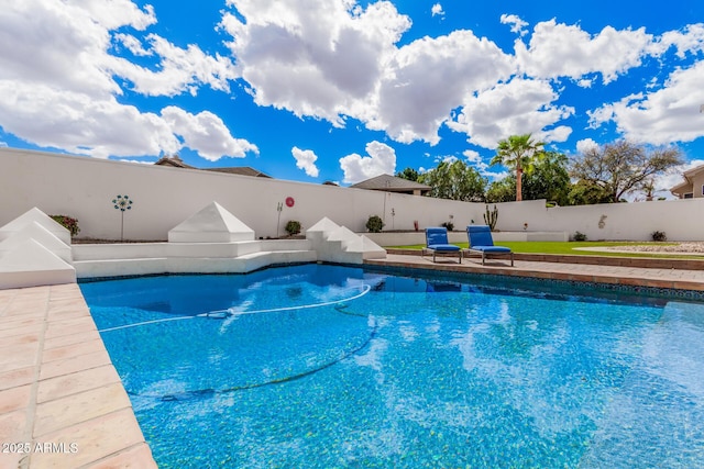 view of pool with a fenced backyard and a fenced in pool