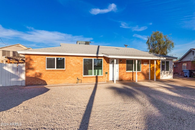 view of single story home