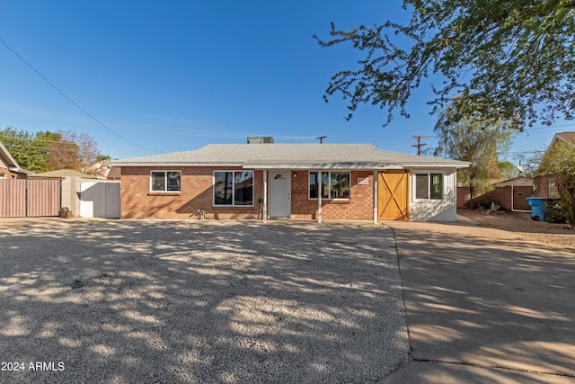 view of single story home