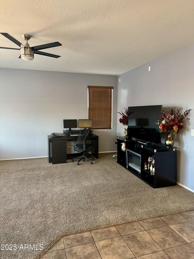 9108 W Kirby Ave, Tolleson, AZ 85353 - carpeted office with baseboards, a textured ceiling, and ceiling fan