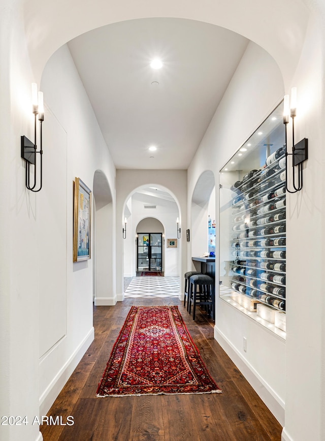 hall featuring dark hardwood / wood-style floors