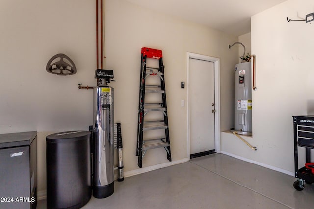 garage with water heater