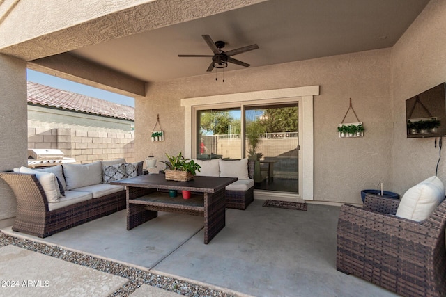 view of patio / terrace featuring outdoor lounge area and ceiling fan