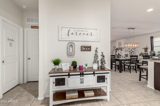 interior space with an inviting chandelier