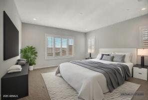 bedroom with recessed lighting