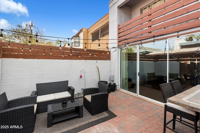 view of patio featuring an outdoor living space