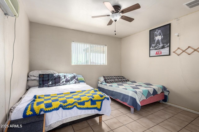 4403 N 56th Dr, Phoenix, AZ 85031 - tiled bedroom with an AC wall unit and a ceiling fan