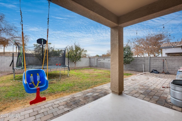 view of patio / terrace with a trampoline