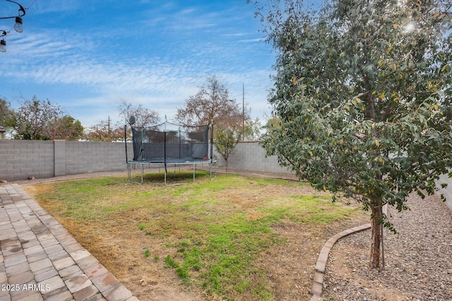 view of yard featuring a trampoline