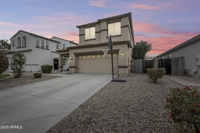 view of front of property with a garage