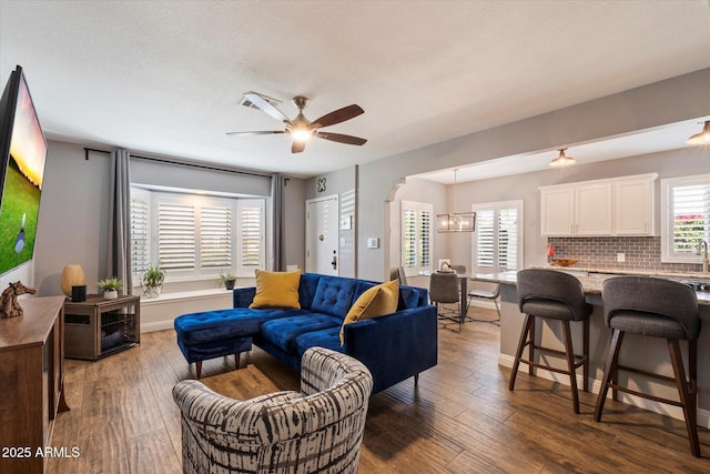 69 W Virginia Ave, Phoenix, AZ 85003 - living area featuring ceiling fan and wood finished floors