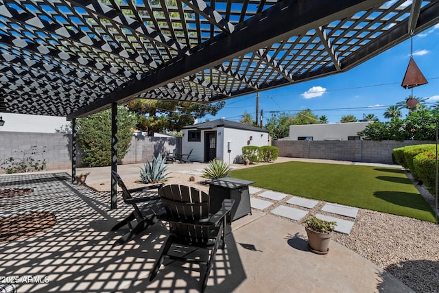 69 W Virginia Ave, Phoenix, AZ 85003 - view of patio featuring an outbuilding and a pergola