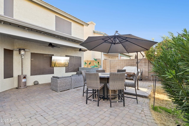 view of patio / terrace with ceiling fan