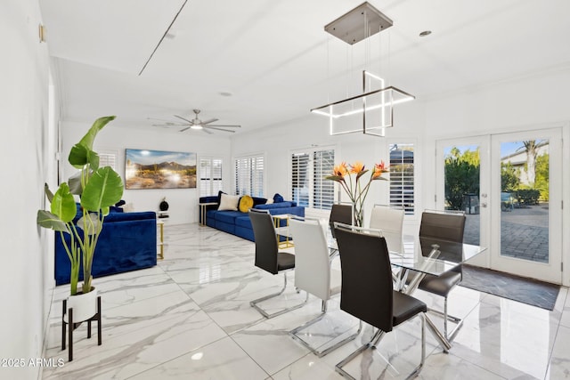 dining area with french doors and a healthy amount of sunlight