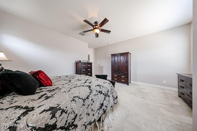 20421 W Legend Trl, Buckeye, AZ 85396 - bedroom with light carpet, baseboards, and ceiling fan