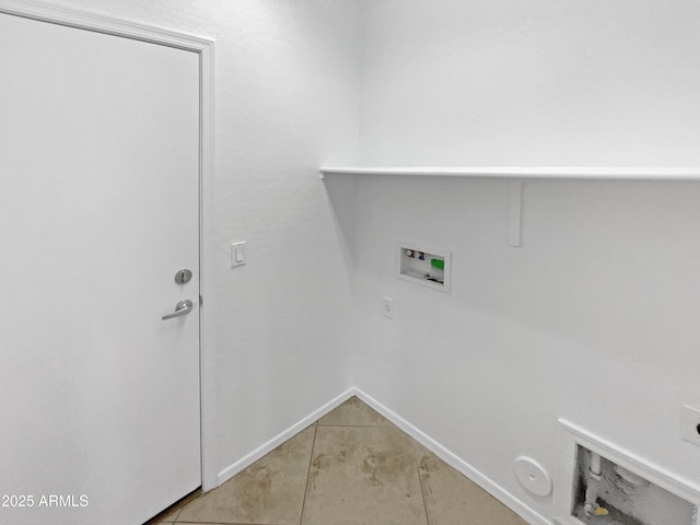 washroom with tile patterned flooring, hookup for a washing machine, and hookup for a gas dryer