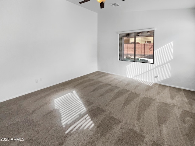 carpeted empty room with ceiling fan