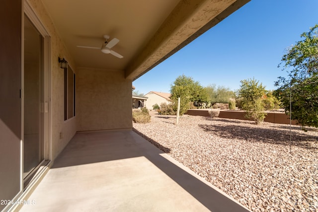 view of patio / terrace featuring ceiling fan