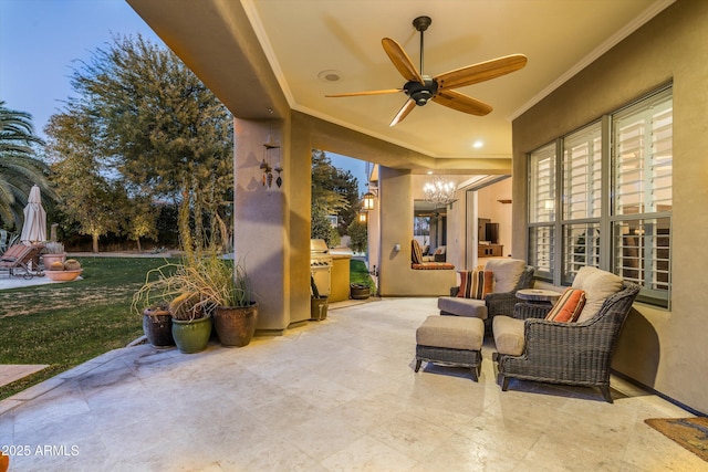 view of patio with ceiling fan