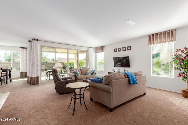 living room with carpet