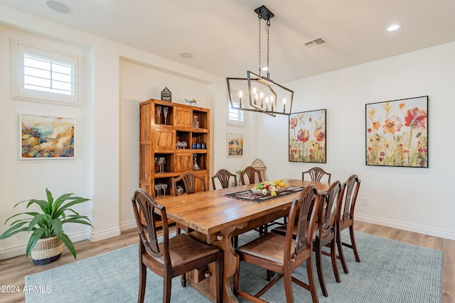 dining area with light wood-type flooring