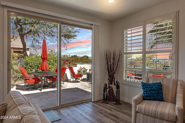 doorway featuring hardwood / wood-style floors