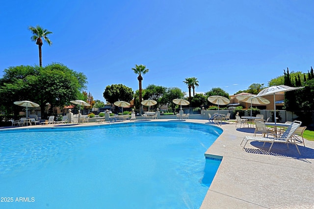 view of pool featuring a patio