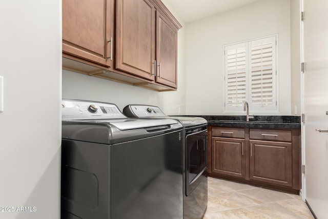 4332 S Oregon Ct, Chandler, AZ 85248 - laundry room with separate washer and dryer, cabinet space, and light tile patterned floors