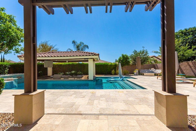 4332 S Oregon Ct, Chandler, AZ 85248 - view of pool with a gazebo, a fenced backyard, a hot tub, and a patio