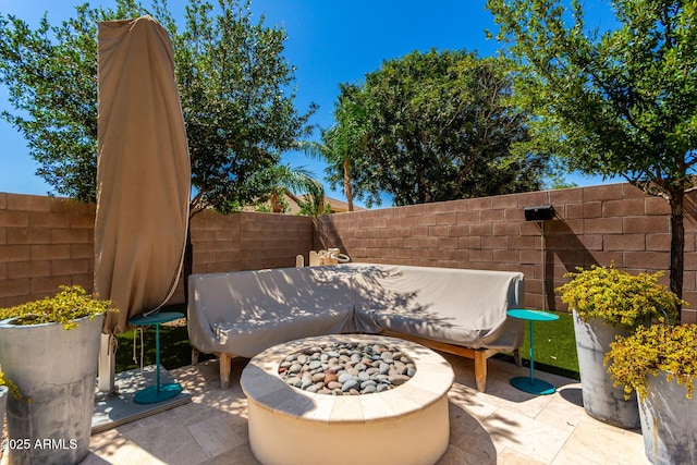 4332 S Oregon Ct, Chandler, AZ 85248 - view of patio / terrace featuring an outdoor fire pit