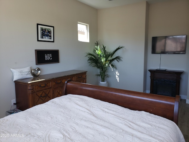 bedroom with a fireplace