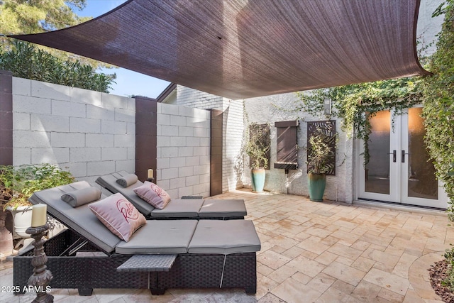 view of patio / terrace featuring french doors