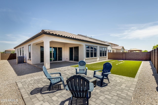 9723 W Patrick Ln, Peoria, AZ 85383 - fenced backyard featuring a patio and cooling unit