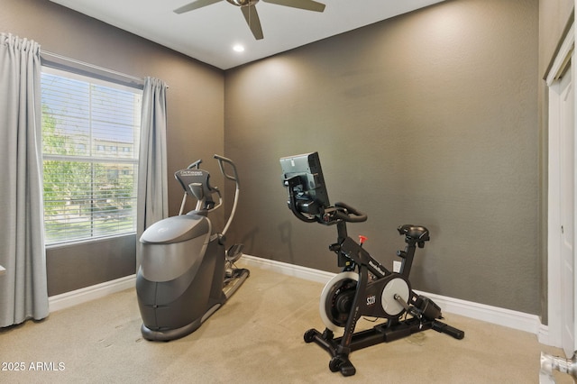 7122 W Ivanhoe St, Chandler, AZ 85226 - workout room with carpet flooring, ceiling fan, and baseboards