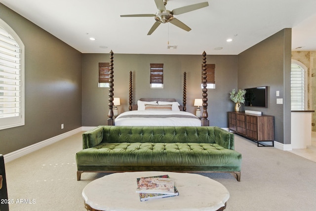 7122 W Ivanhoe St, Chandler, AZ 85226 - carpeted bedroom with baseboards, recessed lighting, and a ceiling fan