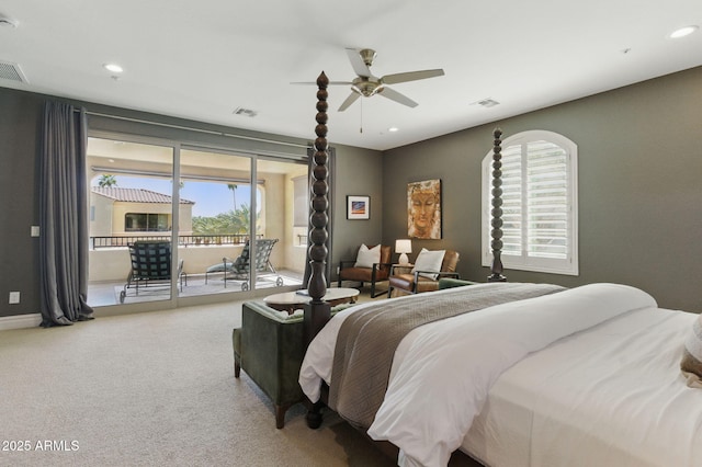 7122 W Ivanhoe St, Chandler, AZ 85226 - bedroom featuring access to outside, carpet flooring, recessed lighting, a ceiling fan, and baseboards