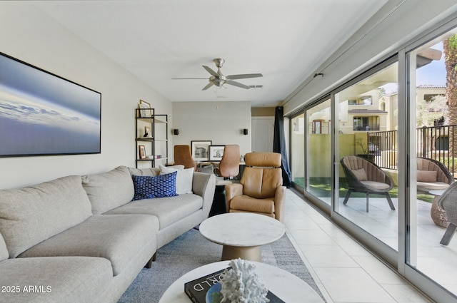 7122 W Ivanhoe St, Chandler, AZ 85226 - living room with a ceiling fan and light tile patterned floors