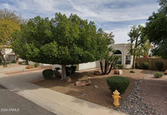 view of property hidden behind natural elements